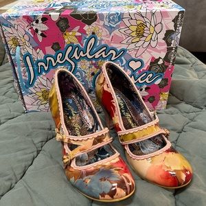 Irregular choice candy whistle heels in coral floral SZ 39
